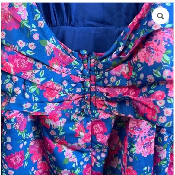 For Love & Lemons Annie Mini Dress Cobalt Floral Size X-S - Picture 4 of 7